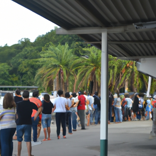 Fila De Espera Para Compra De Bilhetes No Ferry Boat De Guaratuba